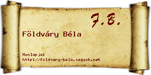 Földváry Béla névjegykártya