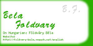 bela foldvary business card